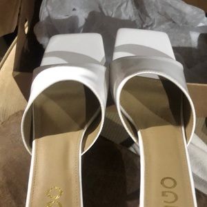 Ego White Mid Flare Heel Sandals Ladies Size 9